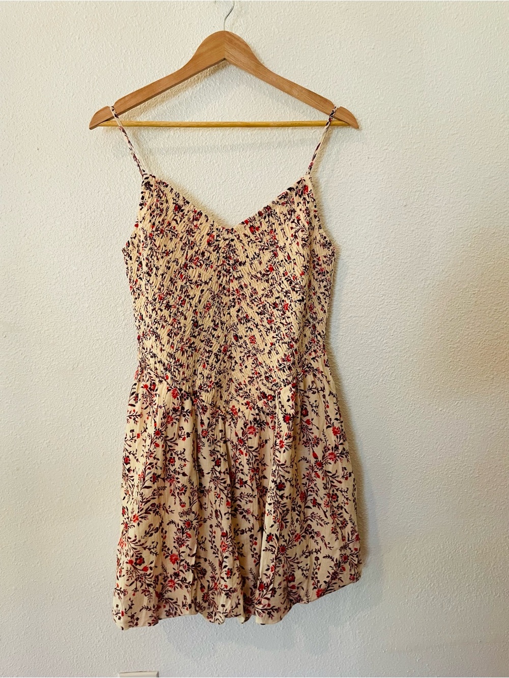 American Eagle Outfitters Cream AE Bella Bubble Mini Dress Size Large